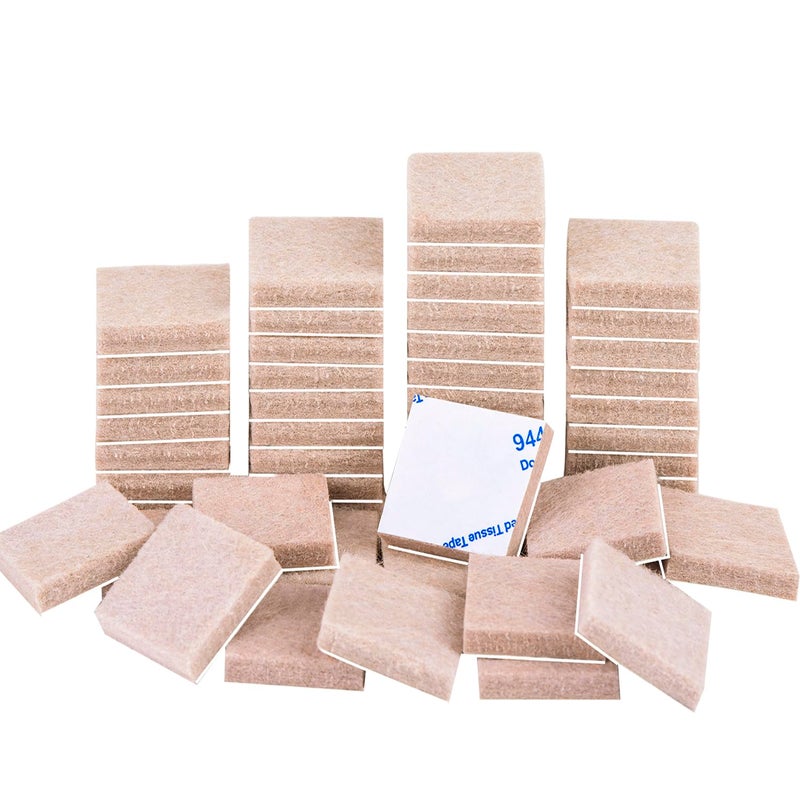 PremiFix Felt Furniture Pads Beige 1" 48Pieces Pack Square Self Adhesive Furniture Pads Anti Scratch Felt Pads Heavy Duty 5mm Thick Floor Protector for Chair Feet for Hardwood Floor - Image 1